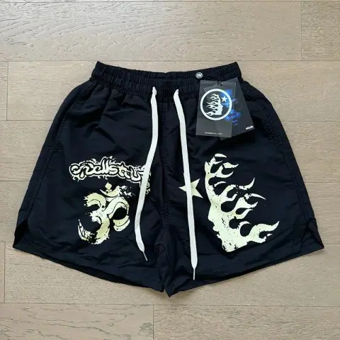 Hellstar-Style Street-Print Athletic Shorts · Hellstar