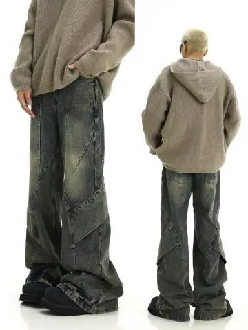 Grungey Washed Cargo Jeans