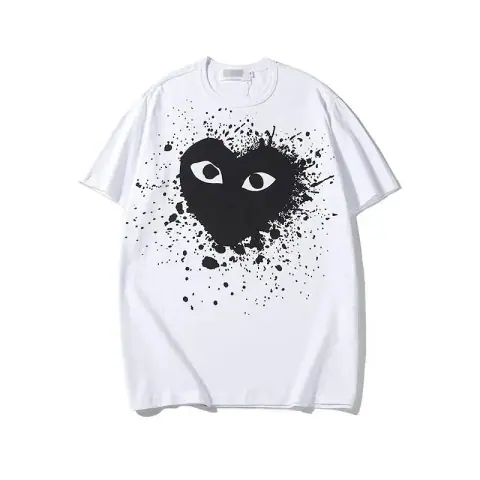Comme des Garçons PLAY T-Shirt with Splatter-Paint Heart Design · CDG