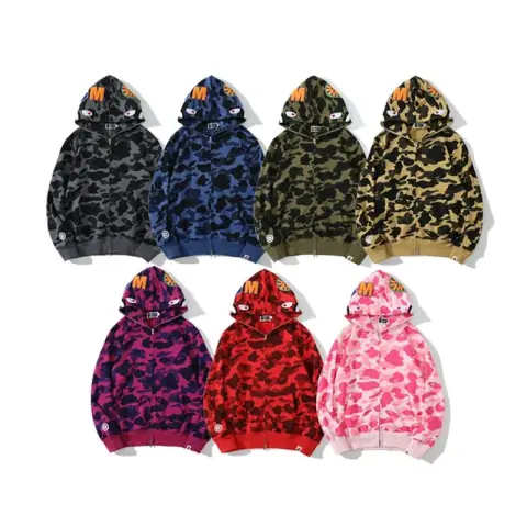 Bape Classic Shark Head Camouflage Full-Zip Hoodie · Bape