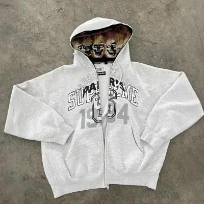 Supreme 1994 Flame Skull Lined Zip-Up Hoodie · Supreme