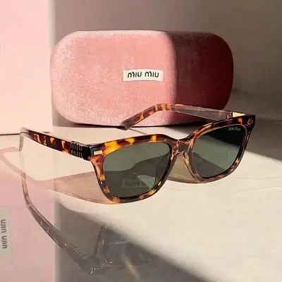 Miu Miu tortoiseshell frame green lens square sunglasses · Miu Miu