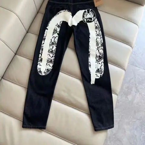 Evisu Big M Daruma Print Raw Denim Straight Jeans · Evisu